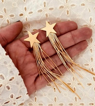 Load image into Gallery viewer, Gold Star Long Tassel Statement Earrings for Women – Trendy Drop Party Jewelry Gift