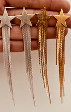 Load image into Gallery viewer, Gold Star Long Tassel Statement Earrings for Women – Trendy Drop Party Jewelry Gift