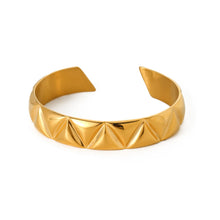 Load image into Gallery viewer, Elevate your style with this minimalist open bracelet, featuring sleek triangular notches for a modern touch. Crafted from premium stainless steel, it’s waterproof, tarnish-free, and perfect for everyday wear. Designed for both men and women, this low-key luxury piece makes a timeless and thoughtful gift!