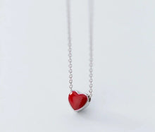 Load image into Gallery viewer, This beautiful and elegant necklace is made of 925 sterling silver. It comes in three variants: pink, red and green. It has very delicate chain and simple pendant which makes this necklace a. perfect accessories for an elegant occasion outfit. The necklace has an adjustable chain with a lobster clasp.