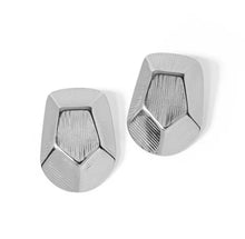 Load image into Gallery viewer, Elevate your style with these stainless steel striped polygon earrings, a perfect blend of minimalist design and modern texture. Featuring a sleek geometric shape with striped detailing, these earrings add a touch of sophistication to any outfit. Crafted from durable stainless steel, they offer a lightweight, tarnish-resistant finish that's perfect for everyday wear or special occasions. Trendy yet timeless, these earrings are a must-have for any jewelry collection.