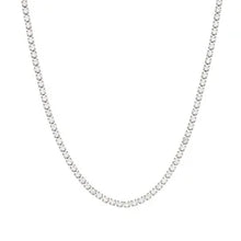 Load image into Gallery viewer, Elevate your style with this luxurious gold plated tennis necklace, featuring dazzling AAA-grade zircon stones for a radiant sparkle. Crafted from durable stainless steel, this trendy necklace combines elegance and durability, making it perfect for everyday wear or special occasions. A timeless accessory that adds a touch of sophistication to any outfit, it’s a must-have for any jewelry collection or a thoughtful gift for someone special.
