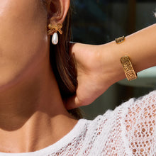 Load image into Gallery viewer, KIN - Pearl Bowknot Drop Stainless Steel Earrings