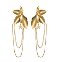 Load image into Gallery viewer, Shine with elegance in these trendy luxury stud earrings, featuring sparkling zircon flowers, delicate small star pedant and chain tassels. Crafted from high-quality stainless steel, they offer a perfect blend of sophistication and modern charm. Ideal for any occasion, these exquisite earrings make a stunning gift for all times and beyond.