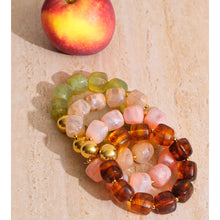 Load image into Gallery viewer, Add a pop of color and personality to your look with this handmade acrylic bead bracelet, featuring a stunning mix of green, beige, pink, and amber tones. Crafted from durable stainless steel and fully waterproof, it’s made to shine with you every day. The bold square beads and modern chain design create a playful yet elegant look that stands out effortlessly. Perfect for stacking, gifting, or wearing solo, this bracelet brings a touch of fun, color, and sophistication to any outfit.