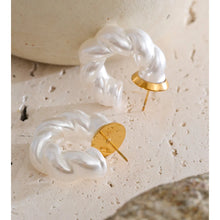 Load image into Gallery viewer, Stainless Steel Twisted Geometric Pearl Earrings – Modern Waterproof Daily Fashion Jewelry for Women