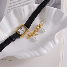 Load image into Gallery viewer, KIN - Pearl Bowknot Drop Stainless Steel Earrings