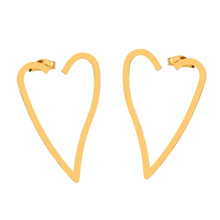 Load image into Gallery viewer, Make a bold statement with these exaggerated heart contour stainless steel stud earrings. Featuring a striking heart-shaped design, these earrings combine modern fashion with timeless elegance. Lightweight and durable, they’re perfect for adding a touch of flair to any outfit. A must-have accessory for women who love unique and stylish jewelry, these earrings are ideal for both everyday wear and special occasions.