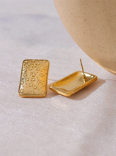 Load image into Gallery viewer, Elevate your style with these trendy stainless steel square stud earrings, adorned with delicate bulb stars and dots for a playful yet elegant touch. Finished with 18K PVD plating, they offer a brilliant shine and are hypoallergenic, ensuring comfort for sensitive ears. Perfectly blending charm and versatility, these earrings are ideal for everyday wear or as a thoughtful gift for someone special.