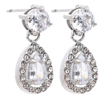 Load image into Gallery viewer, Add a touch of elegance with these shiny cubic zirconia water drop dangle earrings. Crafted from durable stainless steel, these exquisite earrings feature sparkling zirconia stones in a delicate drop design, perfect for any occasion. Lightweight and stylish, they offer a timeless charm that enhances both casual and formal looks. A must-have accessory or a thoughtful gift for someone special!