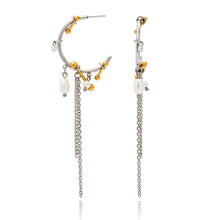 Load image into Gallery viewer, Add a touch of modern elegance to your look with these sweet style zirconia paper clip tassel earrings. Crafted from durable stainless steel, they feature a chic C-shaped design accented with a sparkling zirconia paper clip pendant and delicate tassel detail. Lightweight yet eye-catching, these fashion-forward earrings are perfect for everyday wear or special occasions, making them a stylish gift choice for women who love contemporary jewelry with a refined edge.