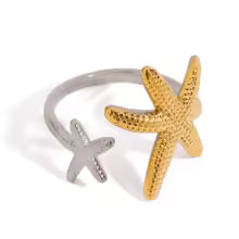 Load image into Gallery viewer, HALLEE - Adjustable stainless steel starfish summer ring