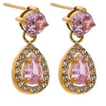 Load image into Gallery viewer, Add a touch of elegance with these shiny cubic zirconia water drop dangle earrings. Crafted from durable stainless steel, these exquisite earrings feature sparkling zirconia stones in a delicate drop design, perfect for any occasion. Lightweight and stylish, they offer a timeless charm that enhances both casual and formal looks. A must-have accessory or a thoughtful gift for someone special!