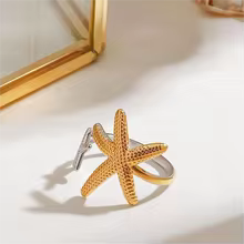 Load image into Gallery viewer, HALLEE - Adjustable stainless steel starfish summer ring