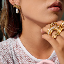 Load image into Gallery viewer, KIN - Pearl Bowknot Drop Stainless Steel Earrings