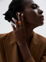 Load image into Gallery viewer, Add a bold touch of color to your ensemble with this eye-catching open adjustable ring, featuring a choice of rich red, black, or green natural stones. Crafted from high-quality stainless steel and plated in radiant gold, this ring combines elegance with everyday practicality—its waterproof finish ensures long-lasting beauty and shine. The open, adjustable design offers a comfortable and versatile fit, making it perfect for women who love versatile yet luxurious accessories.