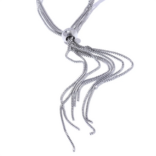 Load image into Gallery viewer, Elevate your style with this popular stainless steel long tassel necklace, featuring an 18K PVD gold plating for a luxurious finish. Its sleek, sweater chain design adds a trendy yet timeless touch to any outfit, making it perfect for layering or wearing alone. Durable and stylish, this personalized fashion piece is ideal for everyday wear or as a thoughtful gift for someone special.