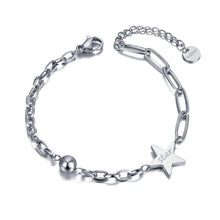 Load image into Gallery viewer, Elevate your style with this fashion stainless steel star & ball charm bracelet. Designed with bohemian-inspired chain links, this versatile jewelry set adds a playful yet elegant touch to any outfit. Perfect for women and girls, it’s ideal for parties or everyday wear, making it a must-have accessory for those who love trendy, coordinated looks.