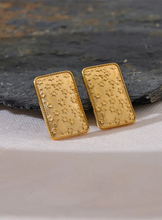 Load image into Gallery viewer, Elevate your style with these trendy stainless steel square stud earrings, adorned with delicate bulb stars and dots for a playful yet elegant touch. Finished with 18K PVD plating, they offer a brilliant shine and are hypoallergenic, ensuring comfort for sensitive ears. Perfectly blending charm and versatility, these earrings are ideal for everyday wear or as a thoughtful gift for someone special.