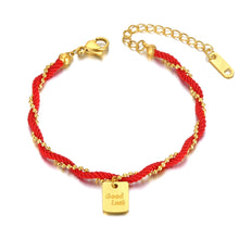 Load image into Gallery viewer, Embrace timeless elegance with this combined ethnic red rope and chain bracelet, crafted from durable titanium stainless steel and plated with 18K gold for a luxurious finish. Featuring a trendy design with a good luck charm, this bracelet combines style and symbolism, making it perfect for everyday wear or as a meaningful gift for women who value both fashion and tradition.