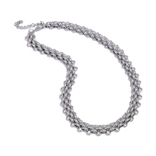 Load image into Gallery viewer, Beautiful statement necklace comes in two colours. It is made of chain in Cuban style and due to its luxurious and glamorous look, it can be worn with daily and evening outfits. It has a size adjustable lobster clasp and can be combined with the bracelet as a set.