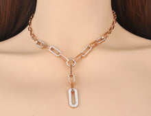 Load image into Gallery viewer, Hiphop/Rock Titanium Stainless Steel Geometry Clay Crystal Pendant Necklace For Women Trendy Chain & Link Necklace
