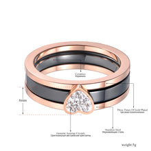 Load image into Gallery viewer, Lokaer Titanium Stainless Steel Ceramic Crystal 2 In 1 Heart Wedding Ring Trendy Anniversary Rings Jewelry For Women Girl R19100