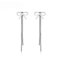 Load image into Gallery viewer, New Arrive Rose Gold Color Bowknot Long Geometric Fringed Titanium Steel Women's Earrings Party Pendant Gift