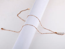 Load image into Gallery viewer, Rose Gold Titanium Stainless Steel Feather Charm Choker Necklaces Bohemia CZ Crystal Pendant Necklace For Women