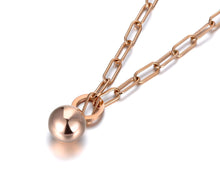 Load image into Gallery viewer, Hiphop/Rock Titanium Stainless Steel Round Ball Pendant Necklaces For Women Trendy Sweater Chian 22" Long Necklace