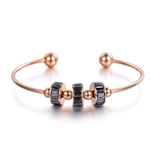 Load image into Gallery viewer, Romantic Stainless Steel Black & White Cubic Zirconia Cuff Bangles Bracelets Lovers Jewelry For Women Gift