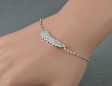 Load image into Gallery viewer, Original Style Rose Gold Pave Setting Cubic Zircon Feather Bracelets Luxury Romantic Charms Bracelet Jewelry Gift