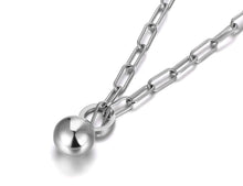 Load image into Gallery viewer, Hiphop/Rock Titanium Stainless Steel Round Ball Pendant Necklaces For Women Trendy Sweater Chian 22" Long Necklace