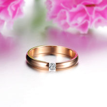 Load image into Gallery viewer, Lokaer Single Crystal Ring For Women Rose Gold/White/Black Color Stainless Steel Wedding Engagement Ring Jewelry Gifts R19101
