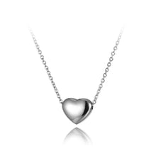 Load image into Gallery viewer, Stainless steel chain necklace comes in two colours: rose gold and silver. It is adorned with a small pedant in a shape of a heart. Simple and elegant design makes this necklace perfect for any outfit. It has adjustable length and lobster clasp.