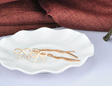 Load image into Gallery viewer, New Arrive Rose Gold Color Bowknot Long Geometric Fringed Titanium Steel Women's Earrings Party Pendant Gift