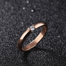 Load image into Gallery viewer, Lokaer Single Crystal Ring For Women Rose Gold/White/Black Color Stainless Steel Wedding Engagement Ring Jewelry Gifts R19101