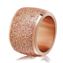 Load image into Gallery viewer, Fashion 16mm Wide High Quality Frosted Ring Rose Gold-color Stainless Steel Women Wedding Engagement Ring Jewelry