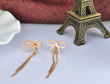 Load image into Gallery viewer, New Arrive Rose Gold Color Bowknot Long Geometric Fringed Titanium Steel Women's Earrings Party Pendant Gift