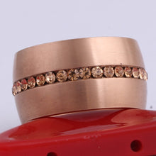 Load image into Gallery viewer, Classic 14mm Wide Steel Rings For Women Rose Gold Stainless Steel Plated with Pave Rose Crystal For Women