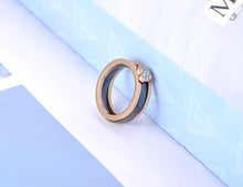 Load image into Gallery viewer, Lokaer Titanium Stainless Steel Ceramic Crystal 2 In 1 Heart Wedding Ring Trendy Anniversary Rings Jewelry For Women Girl R19100