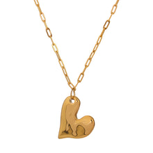 Load image into Gallery viewer, This simple stainless steel necklace comes in a gold and silver colour. It is adorned with a nice and delicate pendant in a shape of a heart. Irregular heart shape and its rugged surface gives this necklace a special touch. The necklace can be combined for any evening as well as for daily outfits. It has lobster clasp and adjustable chain.