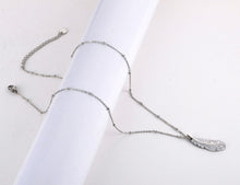 Load image into Gallery viewer, Rose Gold Titanium Stainless Steel Feather Charm Choker Necklaces Bohemia CZ Crystal Pendant Necklace For Women