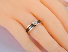 Load image into Gallery viewer, Lokaer Titanium Stainless Steel Ceramic Crystal 2 In 1 Heart Wedding Ring Trendy Anniversary Rings Jewelry For Women Girl R19100