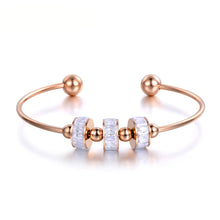 Load image into Gallery viewer, Romantic Stainless Steel Black & White Cubic Zirconia Cuff Bangles Bracelets Lovers Jewelry For Women Gift