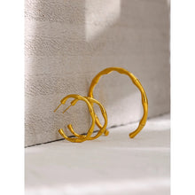 Load image into Gallery viewer, Bangle bracelet is made of stainless steel and comes in gold colour. It has a real gold plating and is adorned with bamboo pattern. Its simplicity and elegance makes it perfect accessory for any outfit.