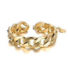 Load image into Gallery viewer, Bracelet is made of stainless steel and comes in three colours: rose gold, gold and silver. The bracelet is three times gold plated. The chain is very thick and heavy so the bracelet is a perfect statement piece for your evening and daily outfits. The length is adjustable