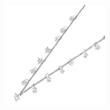 Load image into Gallery viewer, Stainless steel necklace comes in a rose gold and silver colour. it is three times gold plated. The necklace is made of fine thin chain which is adorned with fourteen little pedants in a shape of a star. Star pedants are made in black colour. This elegant bohemian necklace is perfect to spice up any outfit. It has lobster clasp and adjustable chain which is adorned with little pedant in a shape of a heart.