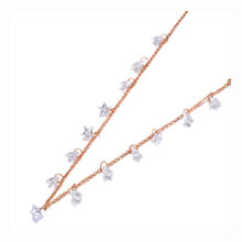 Load image into Gallery viewer, Stainless steel necklace comes in a rose gold and silver colour. it is three times gold plated. The necklace is made of fine thin chain which is adorned with fourteen little pedants in a shape of a star. Star pedants are made in black colour. This elegant bohemian necklace is perfect to spice up any outfit. It has lobster clasp and adjustable chain which is adorned with little pedant in a shape of a heart.