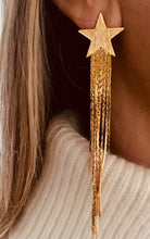 Load image into Gallery viewer, Gold Star Long Tassel Statement Earrings for Women – Trendy Drop Party Jewelry Gift
